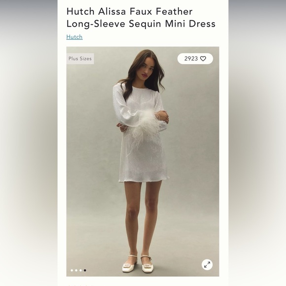 Anthropology Hutch Alissa Faux Feather long sleeve sequin mini dress - Picture 3 of 8